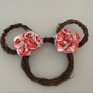 Upcycled Plastic Pink Rose Mickey Wreath